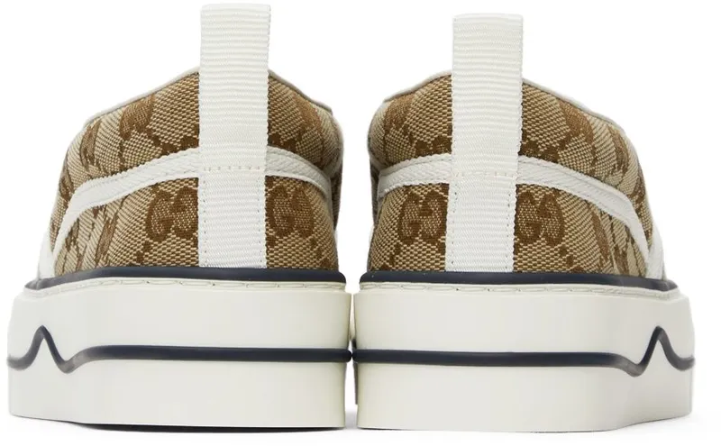 Gucci Beige ‘Gucci Tennis 1977’ Slip-On Sneakers (624733 2HK40)