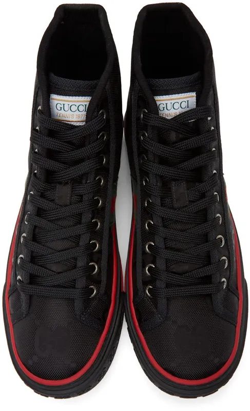 Gucci Black ‘Gucci Tennis 1977’ Off The Grid High-Top Sneakers (628717 H9H80)
