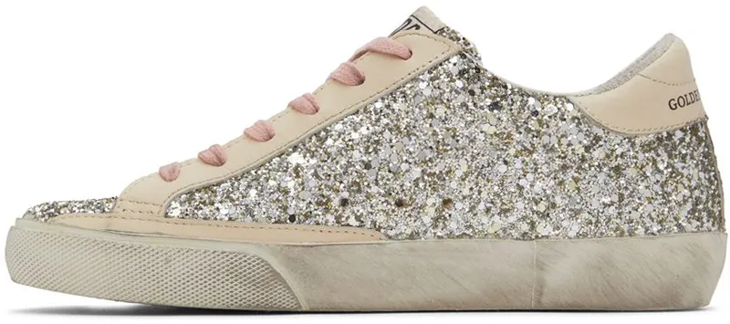 Golden Goose SSENSE Exclusive Silver Glitter Super-Star Classic Sneakers (GWF00101.F003600.65172)