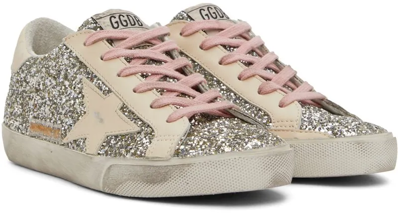 Golden Goose SSENSE Exclusive Silver Glitter Super-Star Classic Sneakers (GWF00101.F003600.65172)