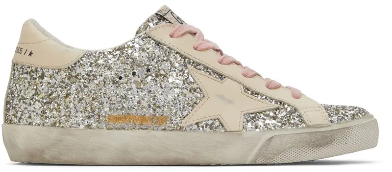 Golden Goose SSENSE Exclusive Silver Glitter Super-Star Classic Sneakers (GWF00101.F003600.65172)