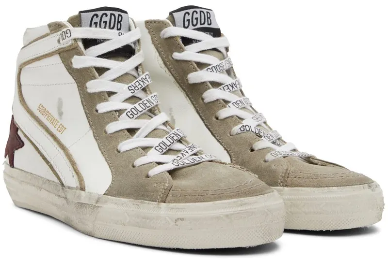 Golden Goose SSENSE Exclusive White & Taupe Slide Sneakers (GWF00115.F003604.81885)