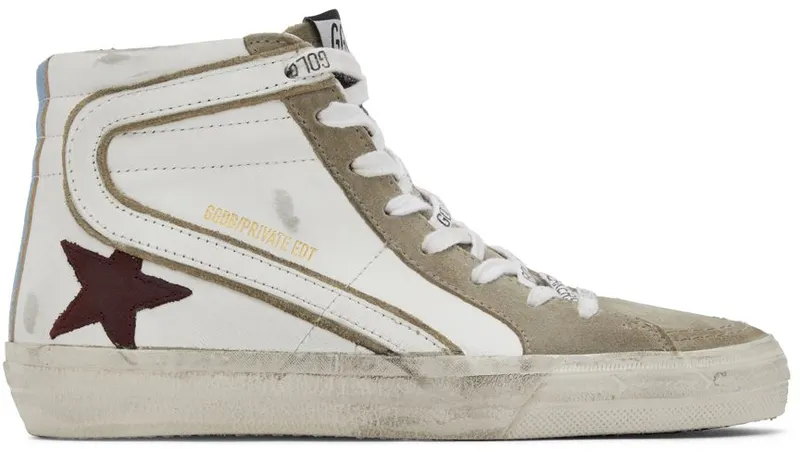 Golden Goose SSENSE Exclusive White & Taupe Slide Sneakers (GWF00115.F003604.81885)