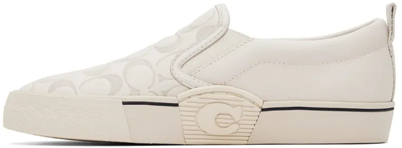 Coach 1941 White Leather Skate Slip-On Sneakers (CA283 CHK)