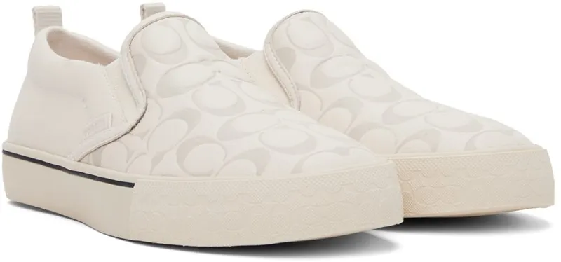 Coach 1941 White Leather Skate Slip-On Sneakers (CA283 CHK)