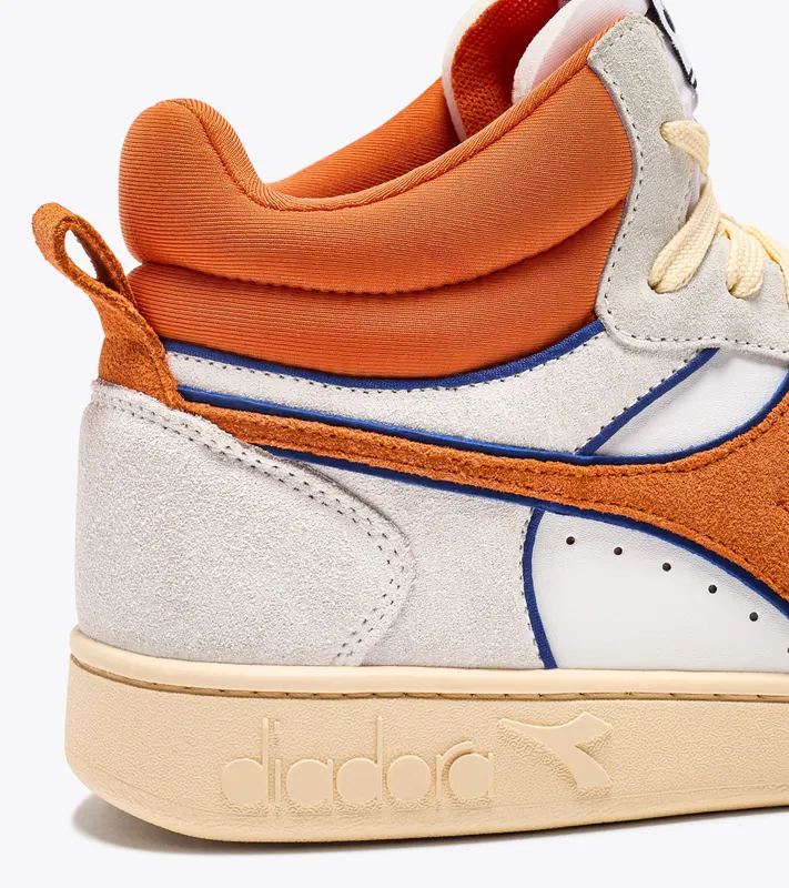 Diadora Magic Basket Demi Cut Suede Leather Super White / Persimmon Orange (501.178563_C0326)