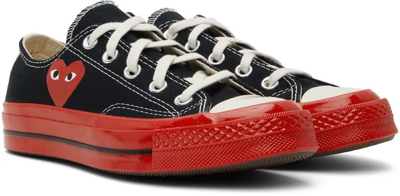 Comme des Garçons Play Off-White & Red Converse Edition Chuck 70 Low-Top Sneakers (P1K123)