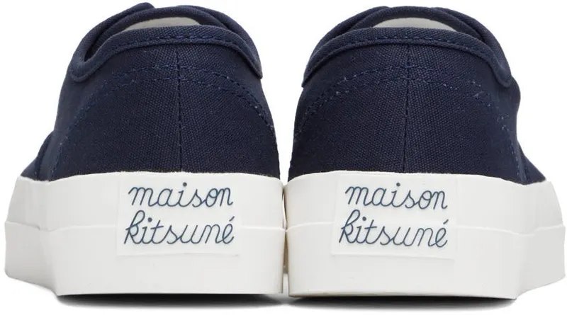 Maison Kitsuné Black Canvas Laced Low-Top Sneakers (CU04706WW9000)