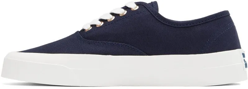 Maison Kitsuné Black Canvas Laced Low-Top Sneakers (CU04706WW9000)