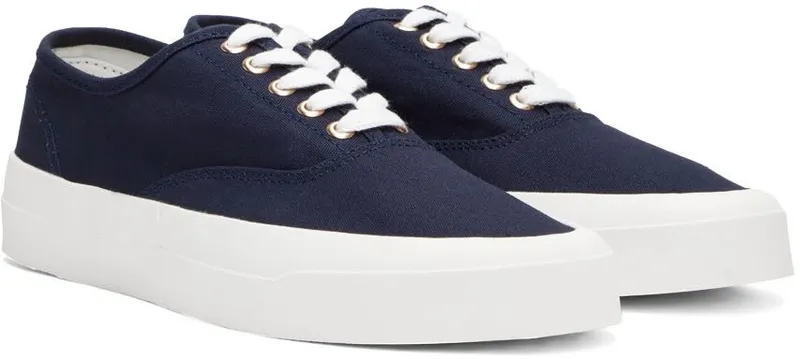 Maison Kitsuné Black Canvas Laced Low-Top Sneakers (CU04706WW9000)
