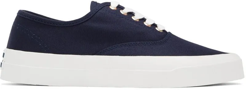 Maison Kitsuné Black Canvas Laced Low-Top Sneakers (CU04706WW9000)