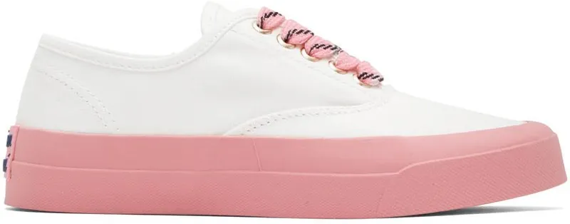 Maison Kitsuné White & Pink Olympia Le-Tan Sneakers (IU04740WW9000)