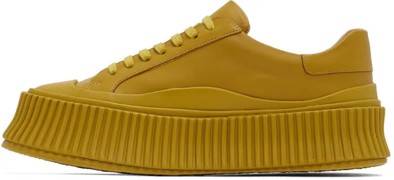 Jil Sander Yellow Agnellato Platform Sneakers (JS32108A_15213)