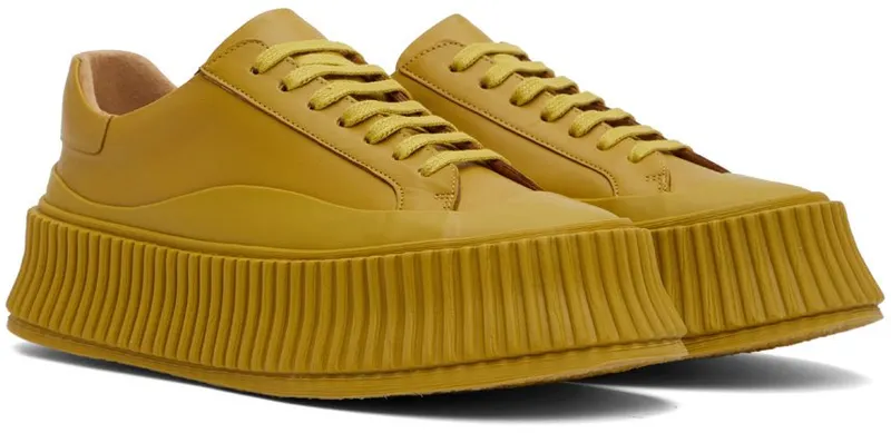 Jil Sander Yellow Agnellato Platform Sneakers (JS32108A_15213)