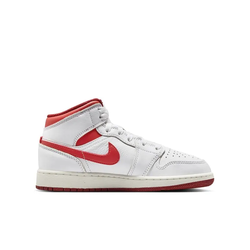 Air Jordan 1 Mid SE GS ‘White Dune Red’ (FJ3464-160)