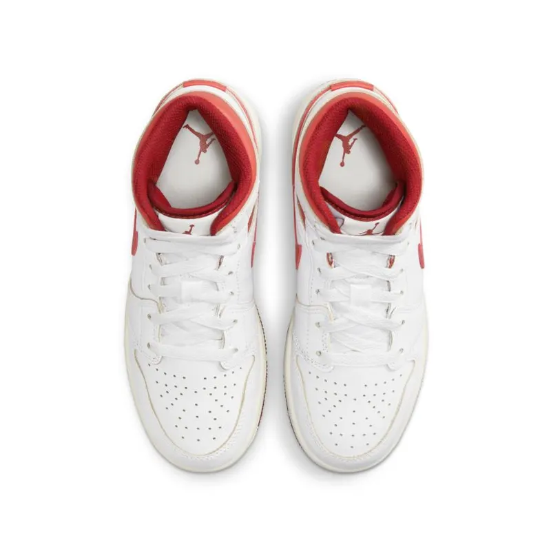 Air Jordan 1 Mid SE GS ‘White Dune Red’ (FJ3464-160)