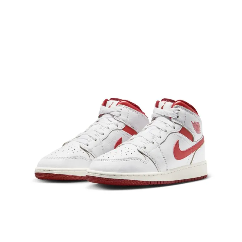 Air Jordan 1 Mid SE GS ‘White Dune Red’ (FJ3464-160)