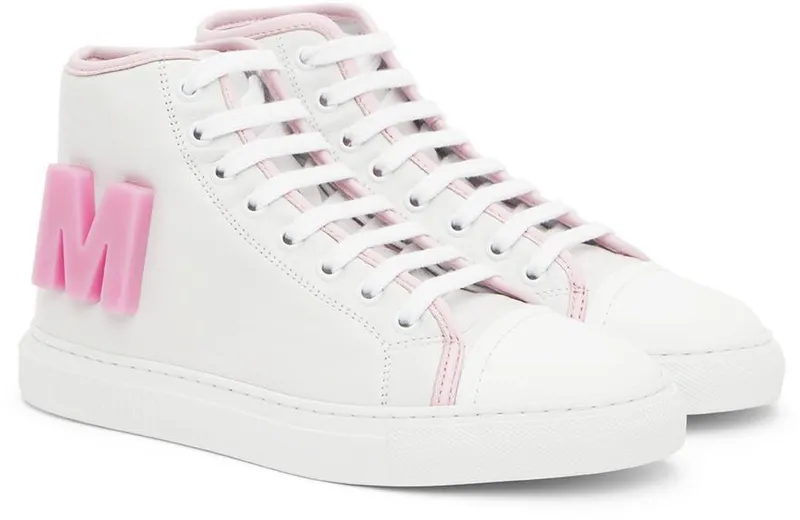 Moschino White Leather High-Top Sneakers (MA15212G0E_MAG_10A)