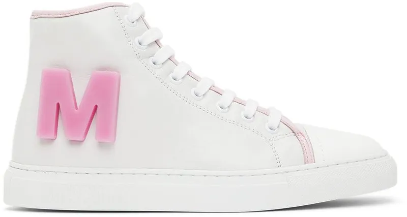 Moschino White Leather High-Top Sneakers (MA15212G0E_MAG_10A)