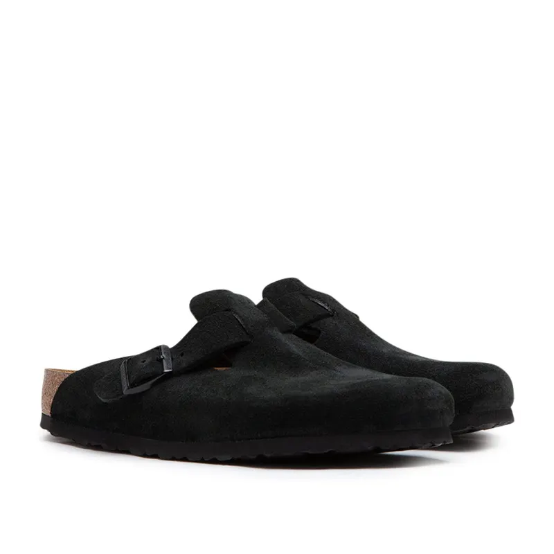 Birkenstock Boston Soft Footbed Suede Leather (Black)