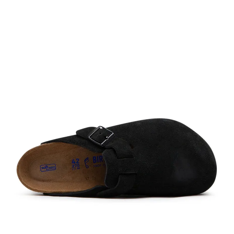 Birkenstock Boston Soft Footbed Suede Leather (Black)