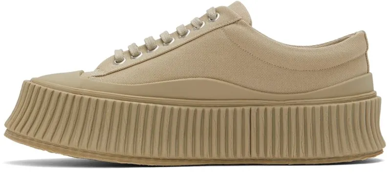 Jil Sander Beige Canvas Platform Sneakers (JS38133A_15102)