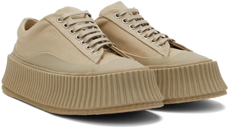 Jil Sander Beige Canvas Platform Sneakers (JS38133A_15102)