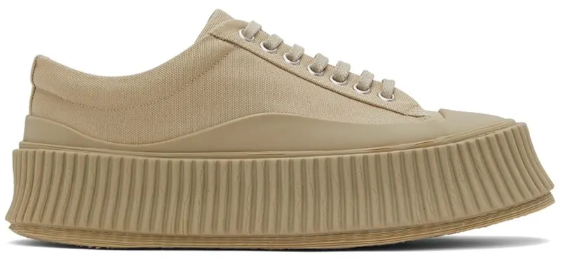 Jil Sander Beige Canvas Platform Sneakers (JS38133A_15102)