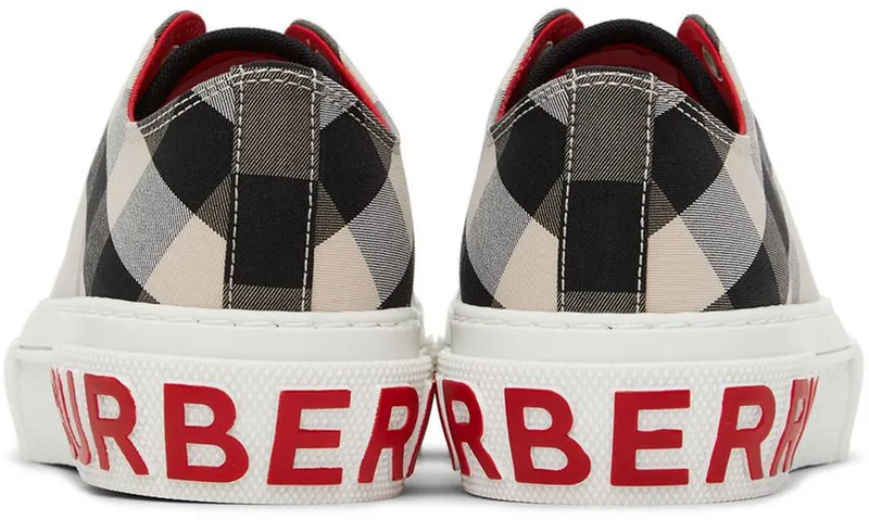 Burberry Beige Cotton Check Sneakers (8052565)