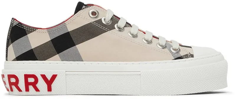 Burberry Beige Cotton Check Sneakers (8052565)
