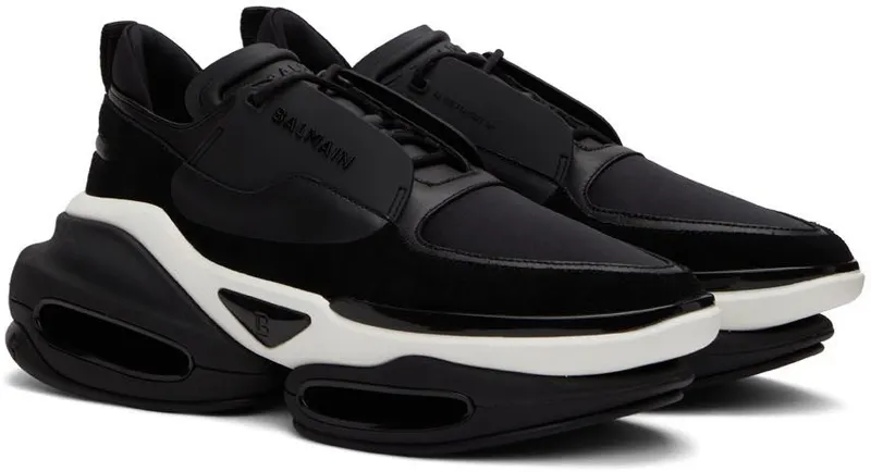 Balmain Black Leather B-Bold Low-Top Sneakers (XM0VI277LSOW)