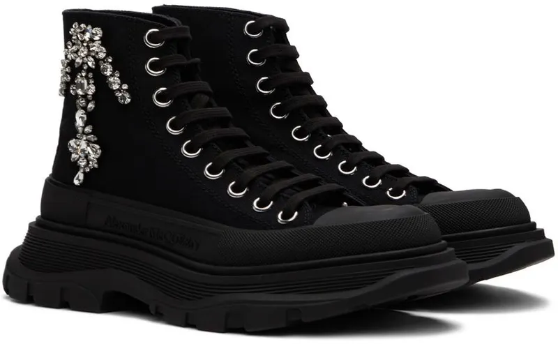 Alexander McQueen Black Tread Slick High-Top Sneakers (701164W4TG2)