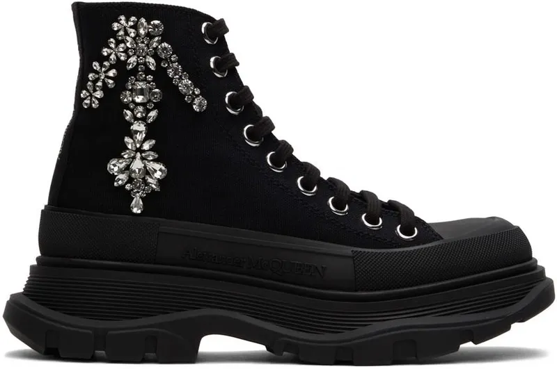 Alexander McQueen Black Tread Slick High-Top Sneakers (701164W4TG2)