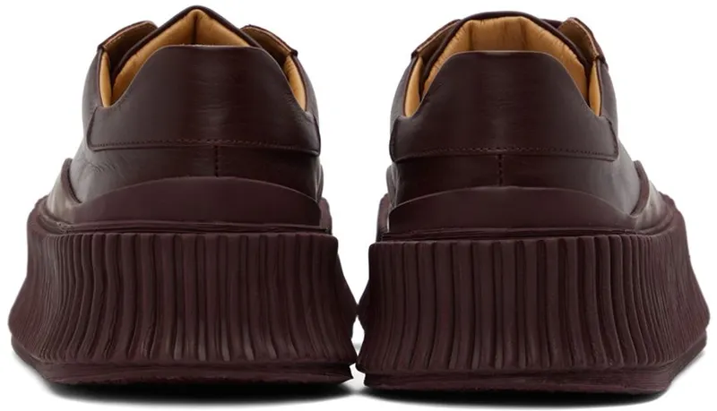 Jil Sander Brown Leather Platform Sneakers (JS32108A_15212)