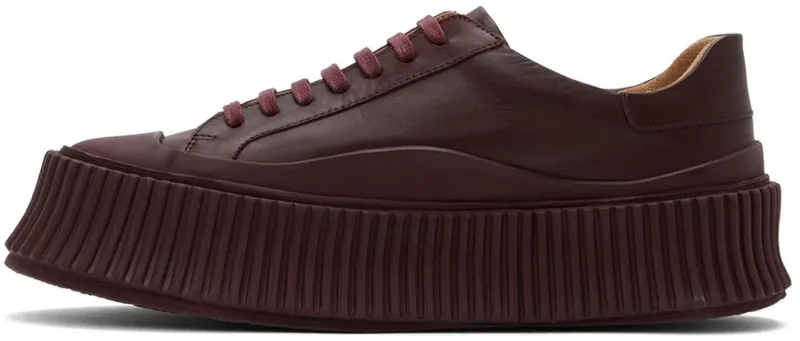 Jil Sander Brown Leather Platform Sneakers (JS32108A_15212)