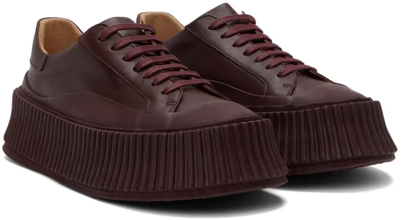 Jil Sander Brown Leather Platform Sneakers (JS32108A_15212)