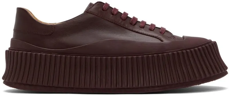 Jil Sander Brown Leather Platform Sneakers (JS32108A_15212)