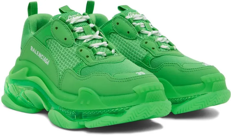 Balenciaga Green Triple S Sneakers (541624-W2GA1-3510)