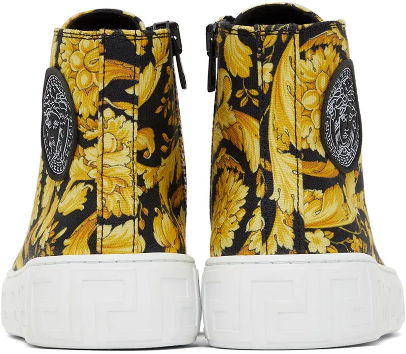 Versace Kids Black & Gold Barocco High Sneakers (10027041A02619)
