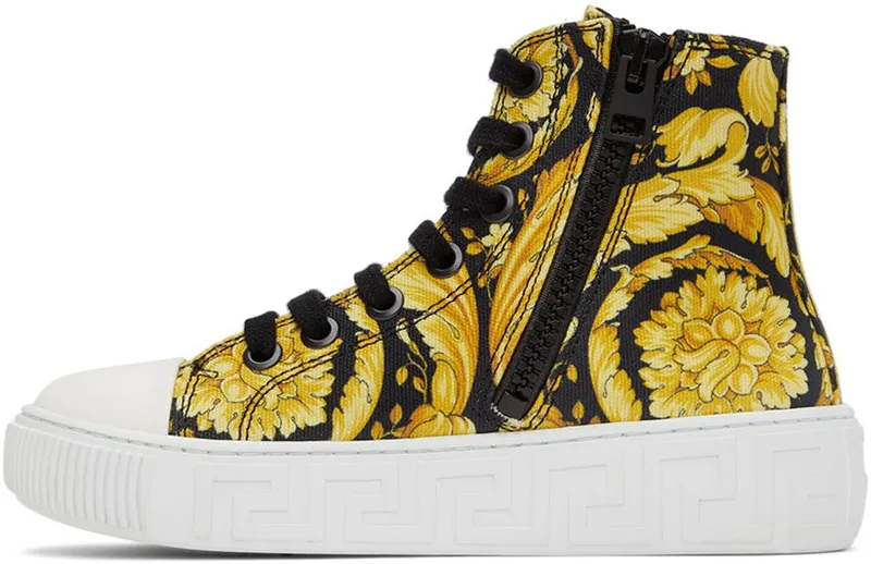 Versace Kids Black & Gold Barocco High Sneakers (10027041A02619)