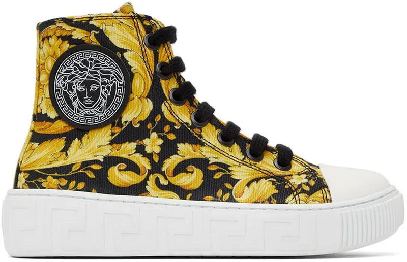 Versace Kids Black & Gold Barocco High Sneakers (10027041A02619)