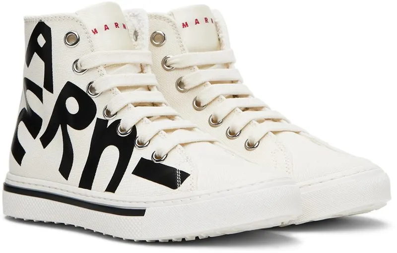 Marni Kids Off-White Logo High Sneakers (70399)