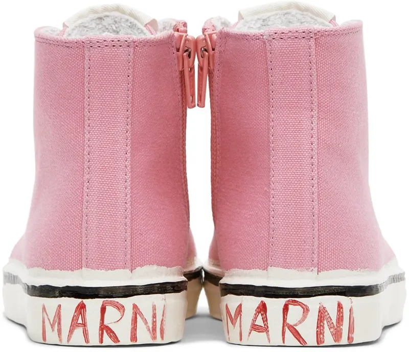 Marni Kids Red Canvas High Sneakers (70415)