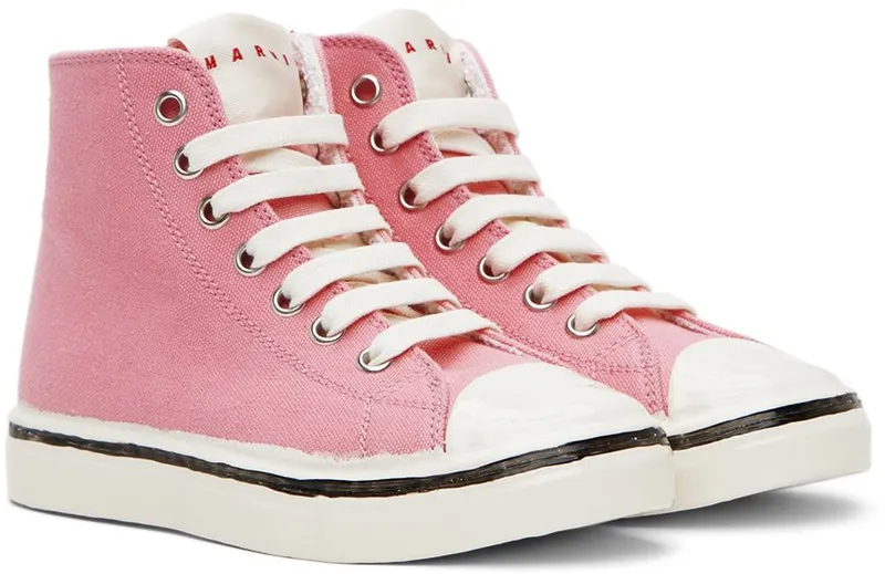 Marni Kids Red Canvas High Sneakers (70415)