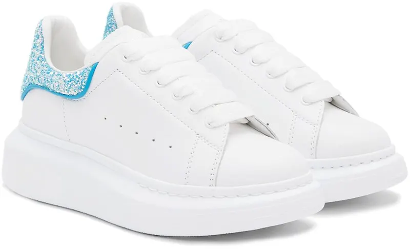 Alexander McQueen Kids White Glitter Oversized Sneakers (612099WIAHH)