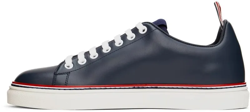 Thom Browne Navy Calfskin Tennis Sneakers (MFD219A-05584)