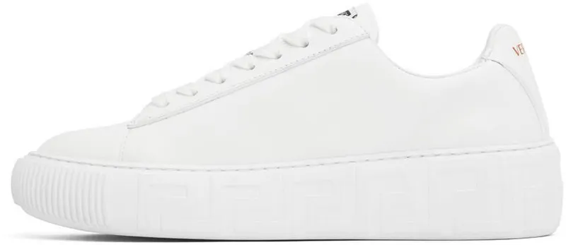 Versace White & Pink Safety Pin Sneakers (1004184_1A03536_1W260)