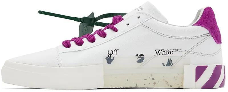 Off-White White & Purple Vulcanized Low-Top Sneakers (OWIA178S22FAB0010132)