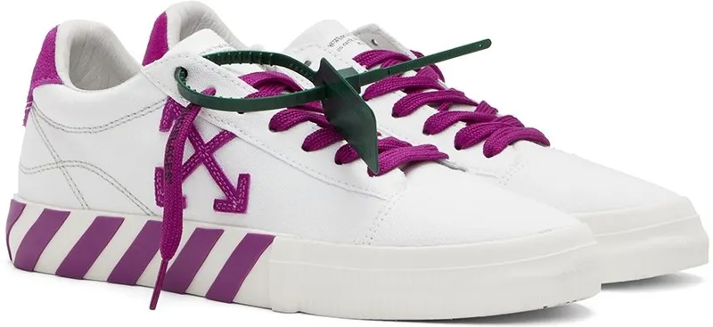 Off-White White & Purple Vulcanized Low-Top Sneakers (OWIA178S22FAB0010132)