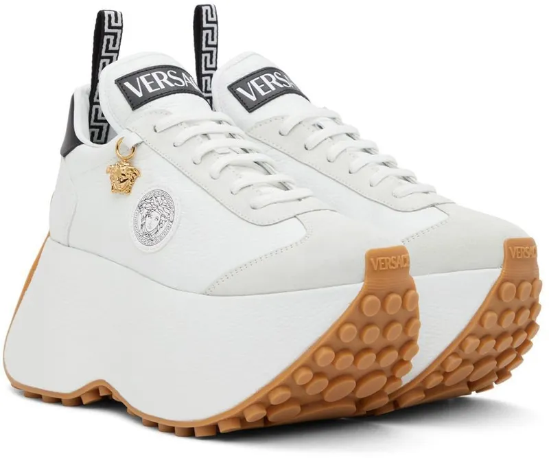 Versace White Triplatform Sneakers (1004529_1A03184_2W02V)